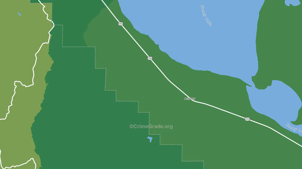 Milford, CA Map of Vehicle Theft Rates