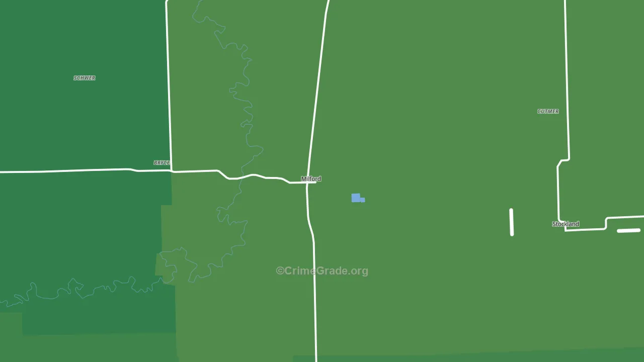 Milford, IL Map of Vehicle Theft Rates