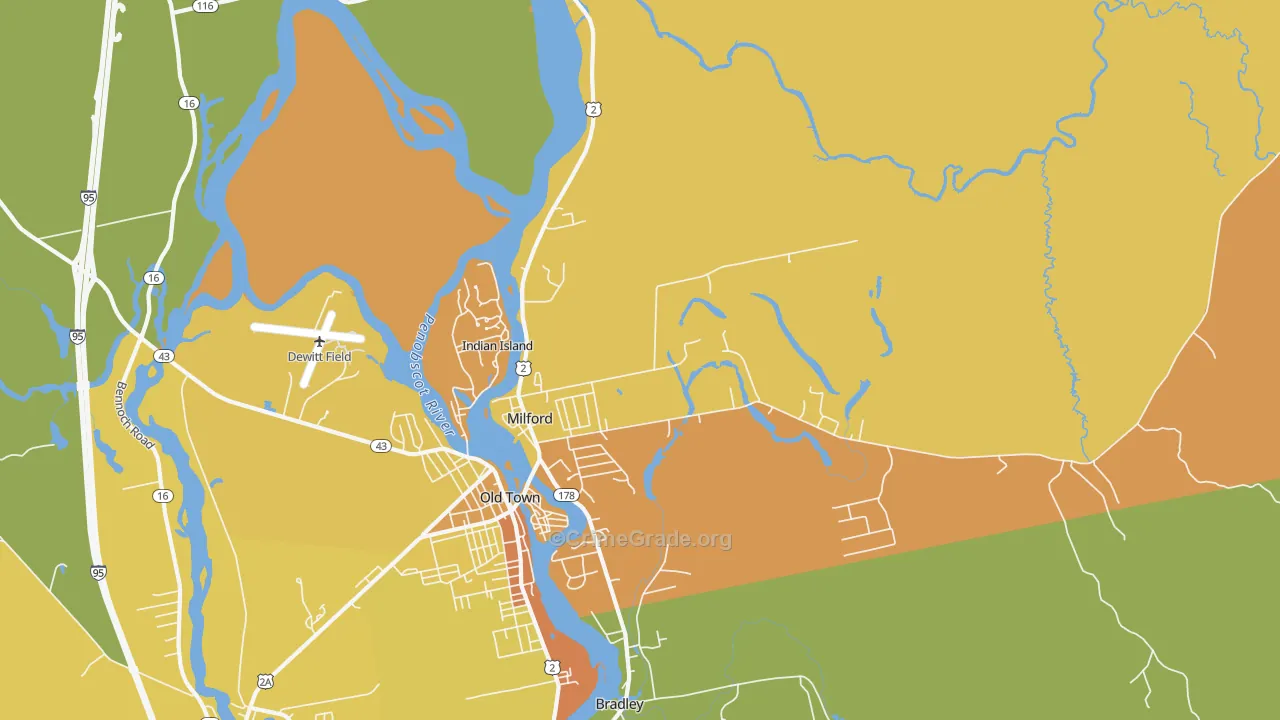 Milford, ME Map of Vehicle Theft Rates