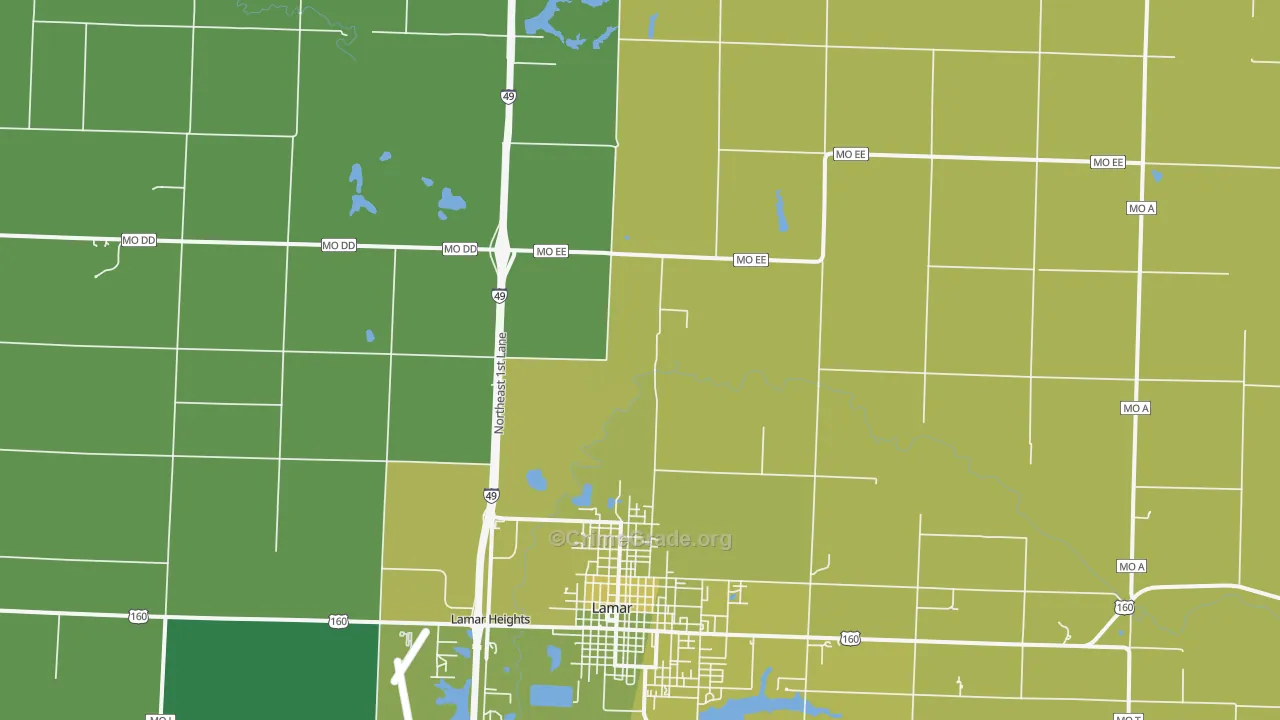 Milford, MO Map of Vehicle Theft Rates