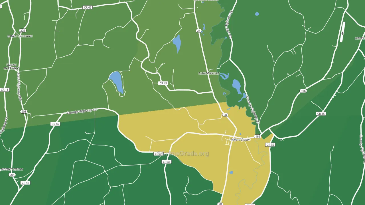 Milford, NY Map of Vehicle Theft Rates