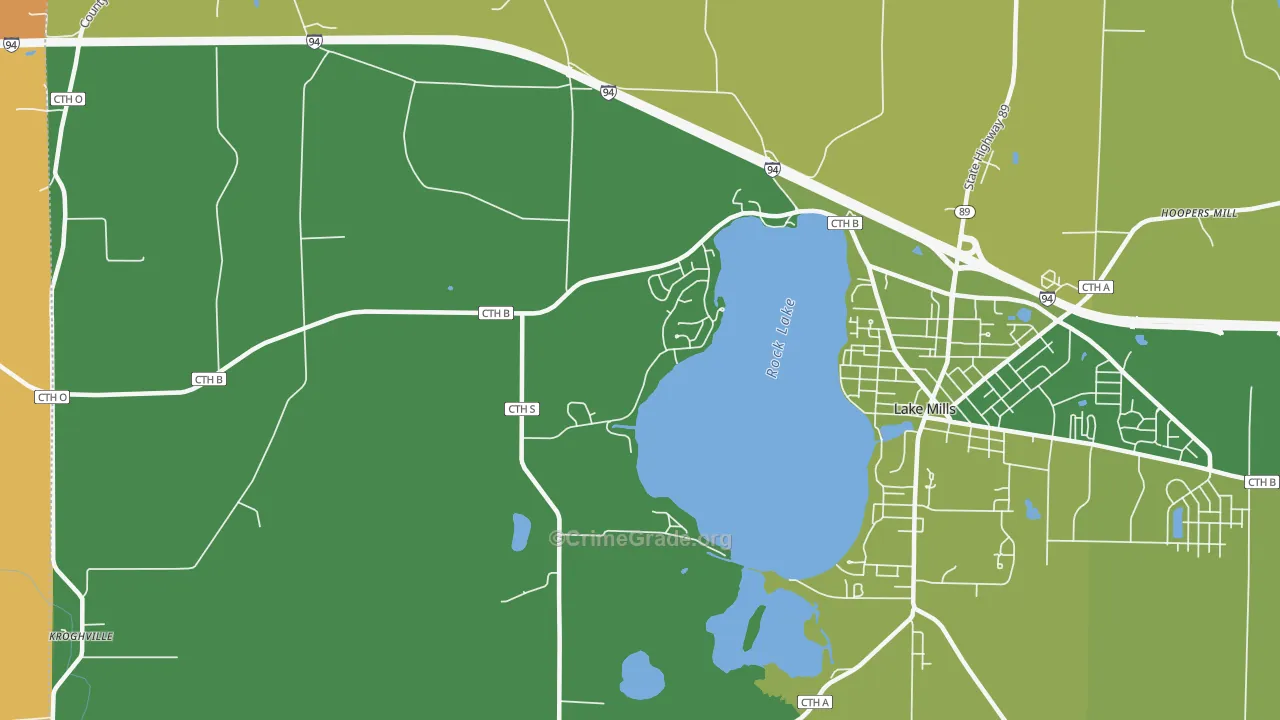 Milford, WI Map of Vehicle Theft Rates