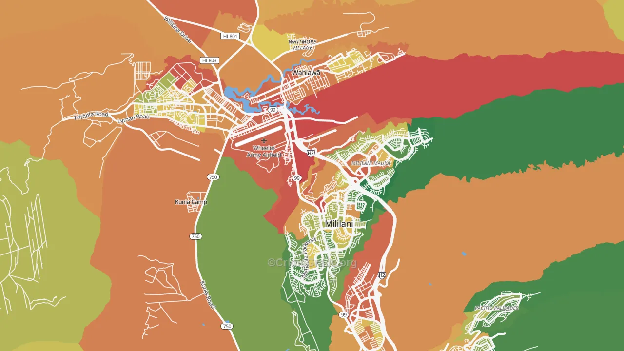 Mililani, HI Map of Vehicle Theft Rates