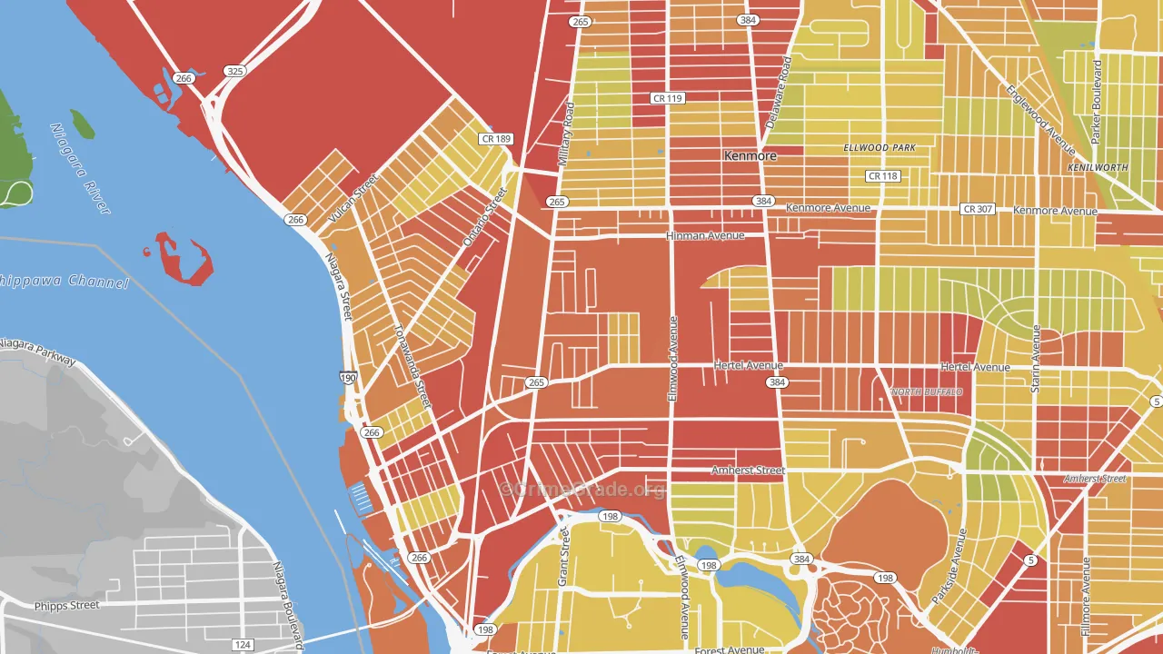 Military, Buffalo, NY Map of Vehicle Theft Rates