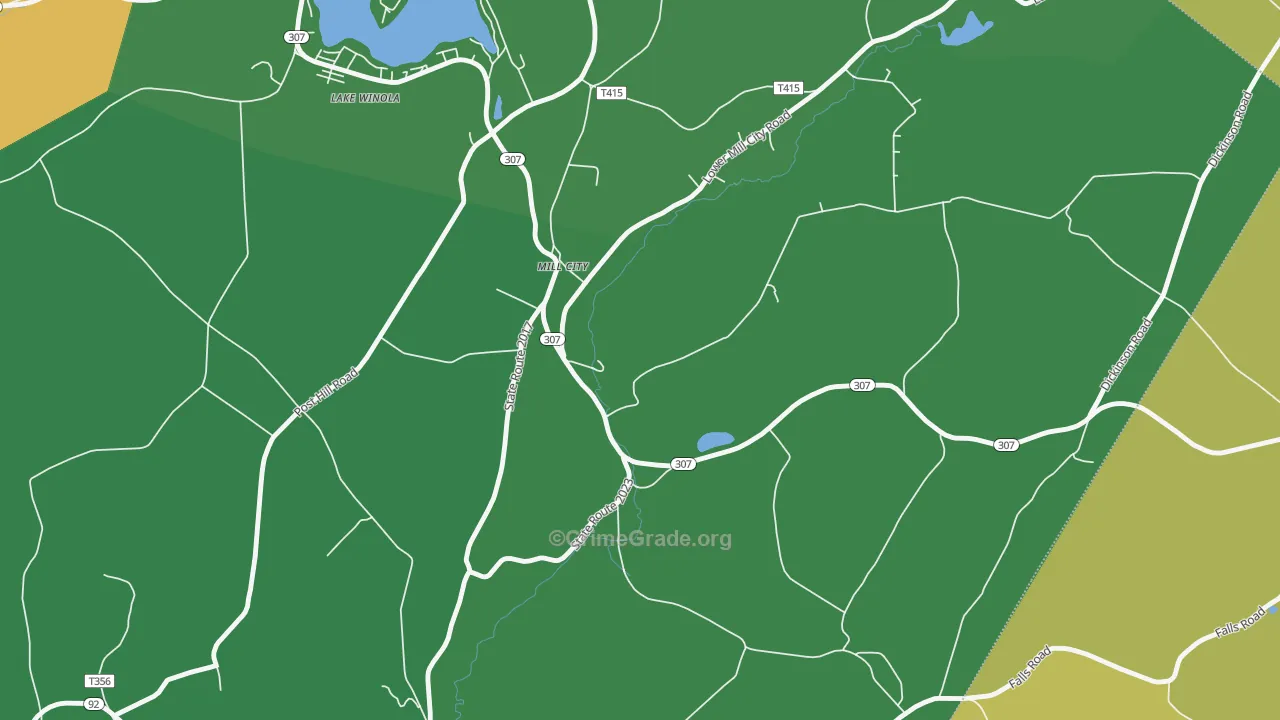 Mill City, PA Map of Vehicle Theft Rates
