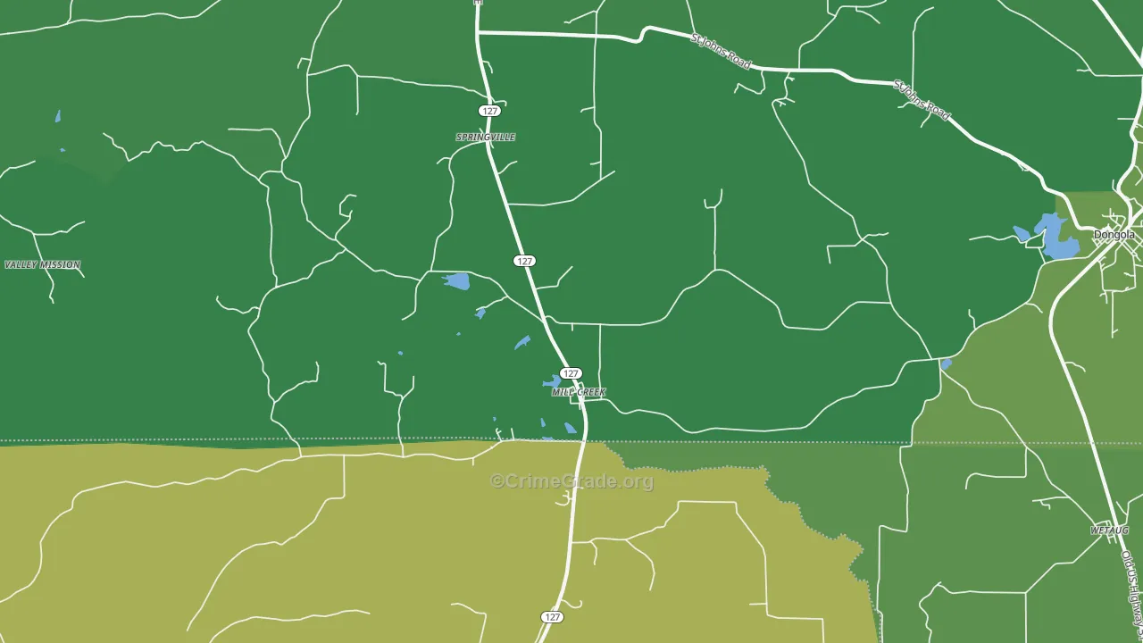 Mill Creek, IL Map of Vehicle Theft Rates