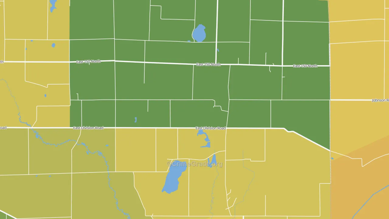 Mill Creek, IN Map of Vehicle Theft Rates