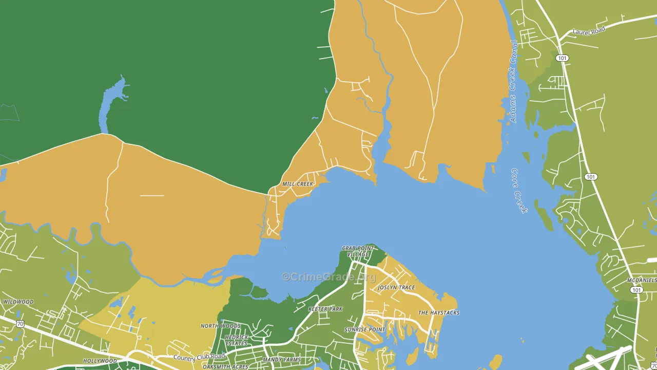 Mill Creek, NC Map of Vehicle Theft Rates