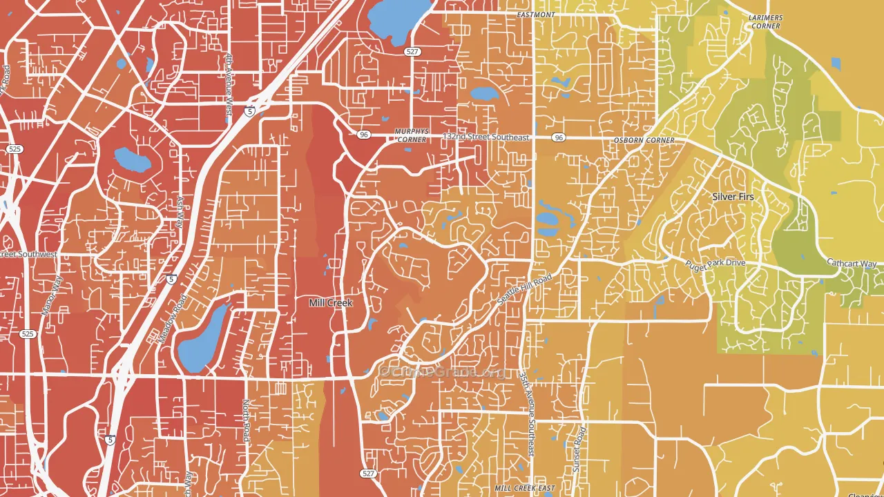 Mill Creek, WA Map of Vehicle Theft Rates