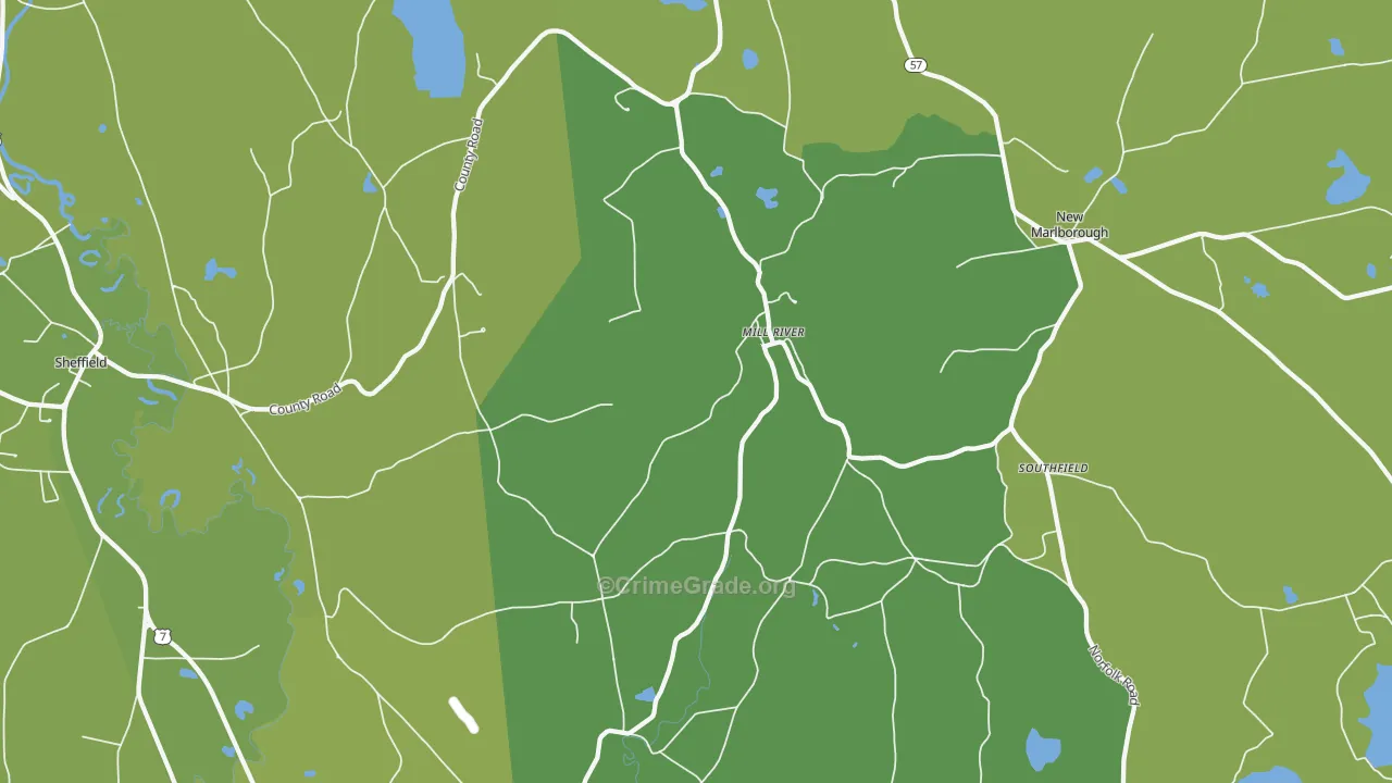 Mill River, MA Map of Vehicle Theft Rates