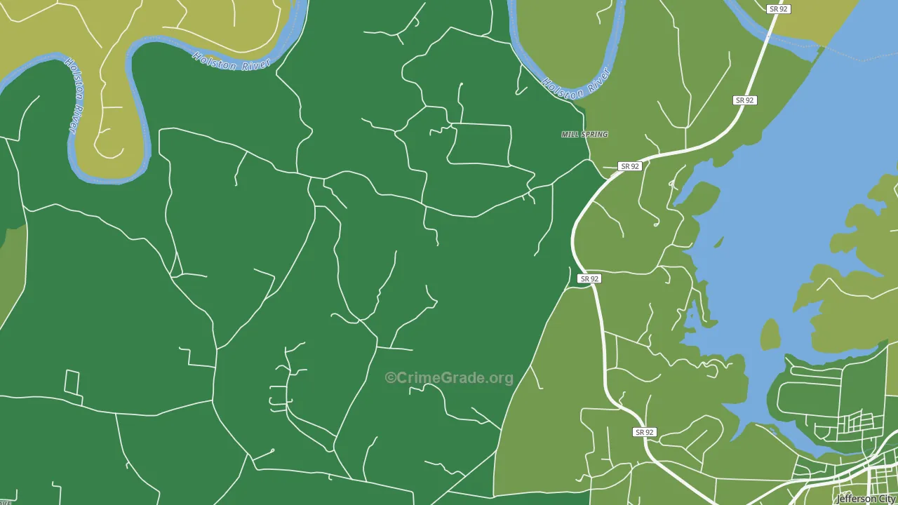 Mill Spring, TN Map of Vehicle Theft Rates