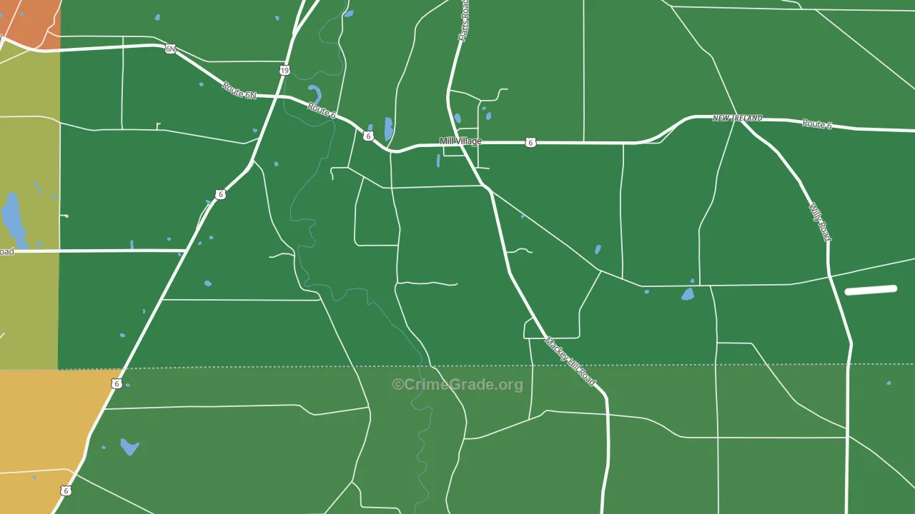 Mill Village, PA Map of Vehicle Theft Rates