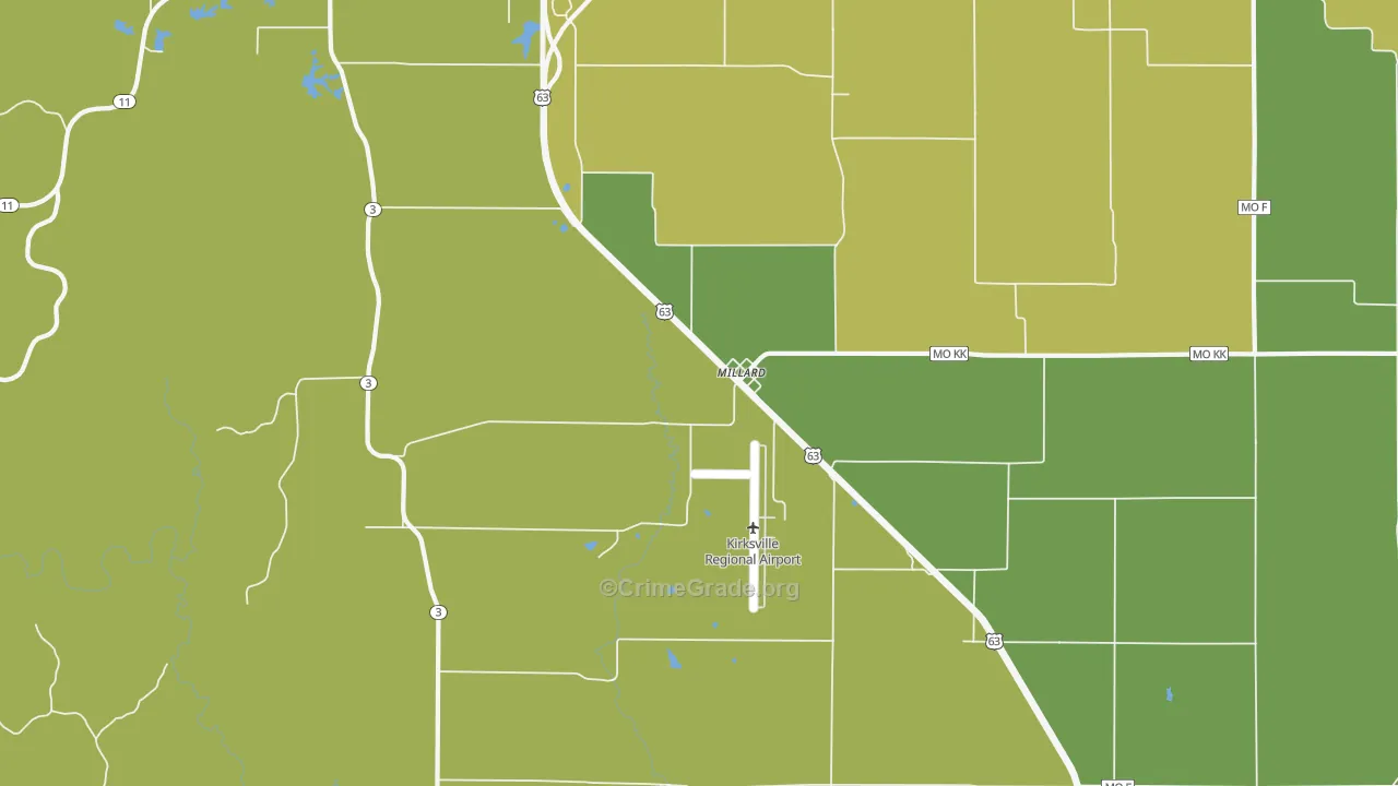 Millard, MO Map of Vehicle Theft Rates