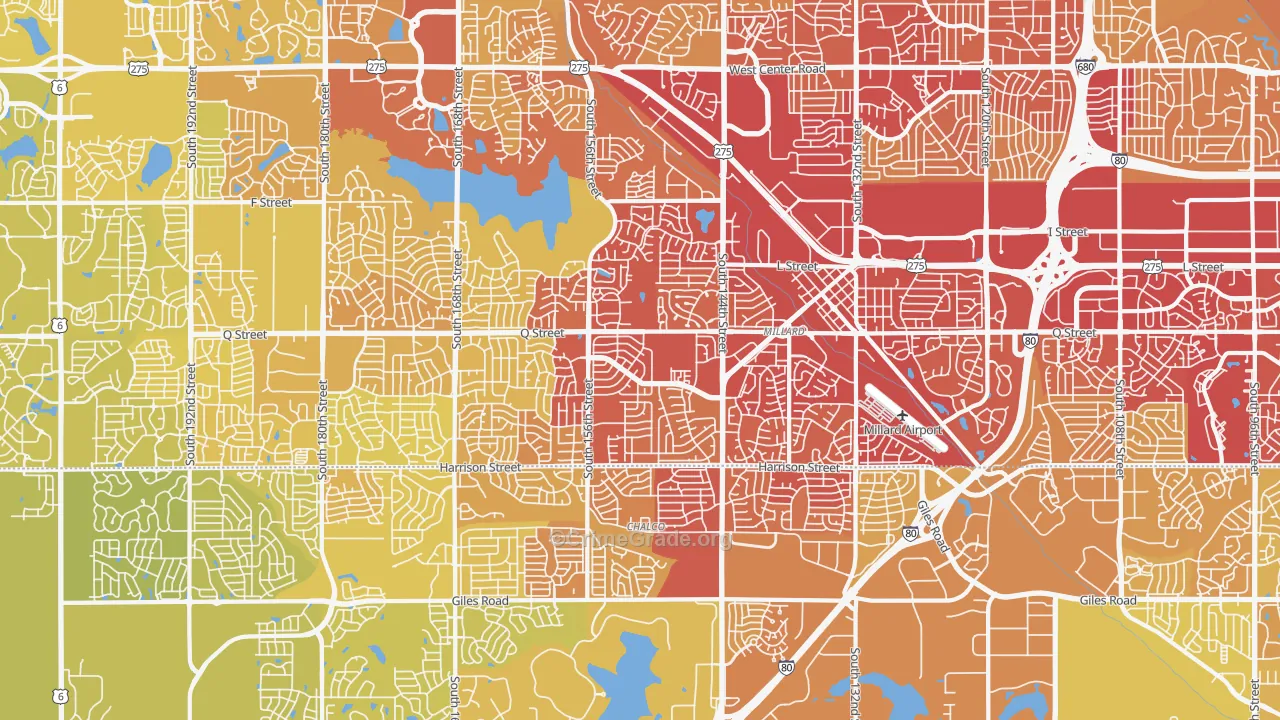 Millard, Omaha, NE Map of Vehicle Theft Rates