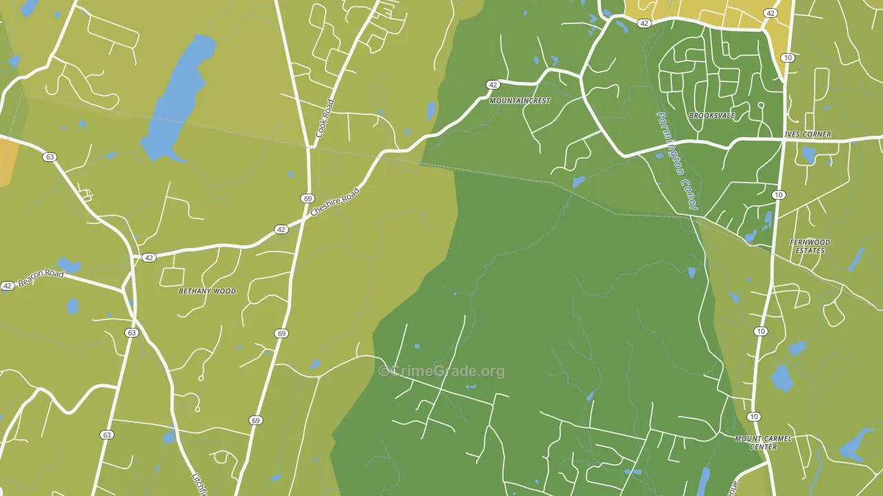 Millbrook, CT Map of Vehicle Theft Rates