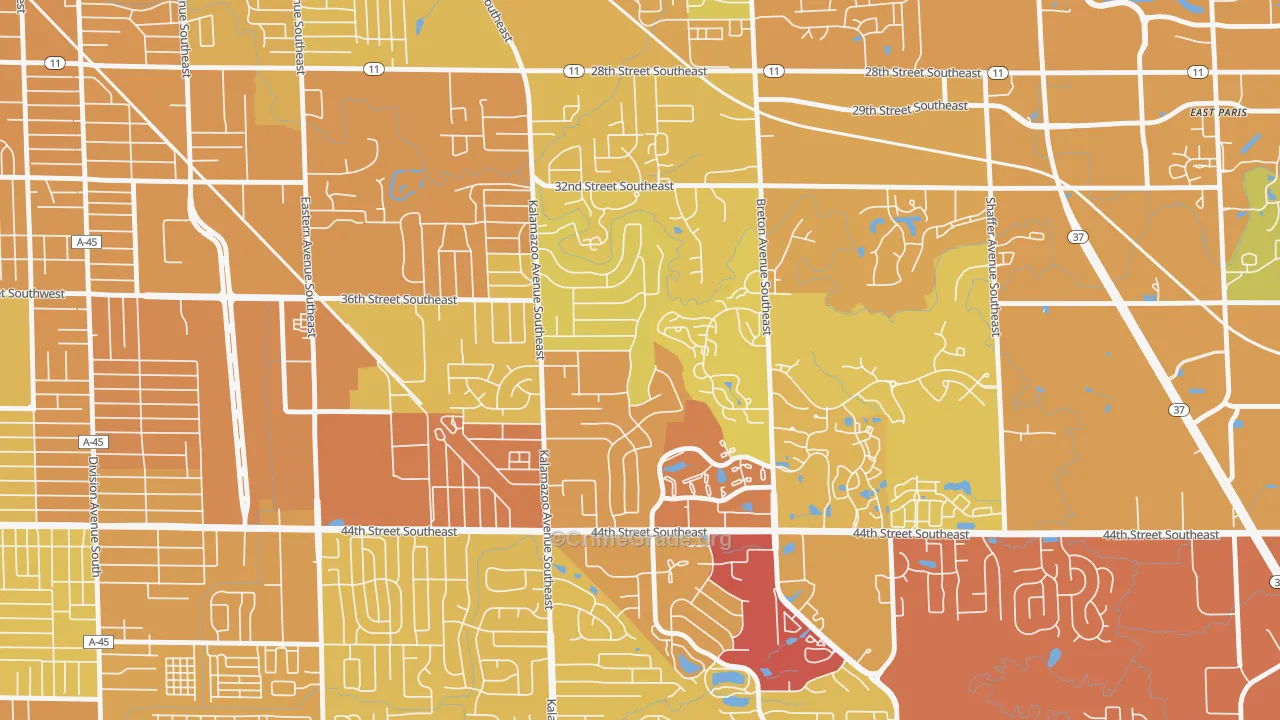 Millbrook, Grand Rapids, MI Map of Vehicle Theft Rates