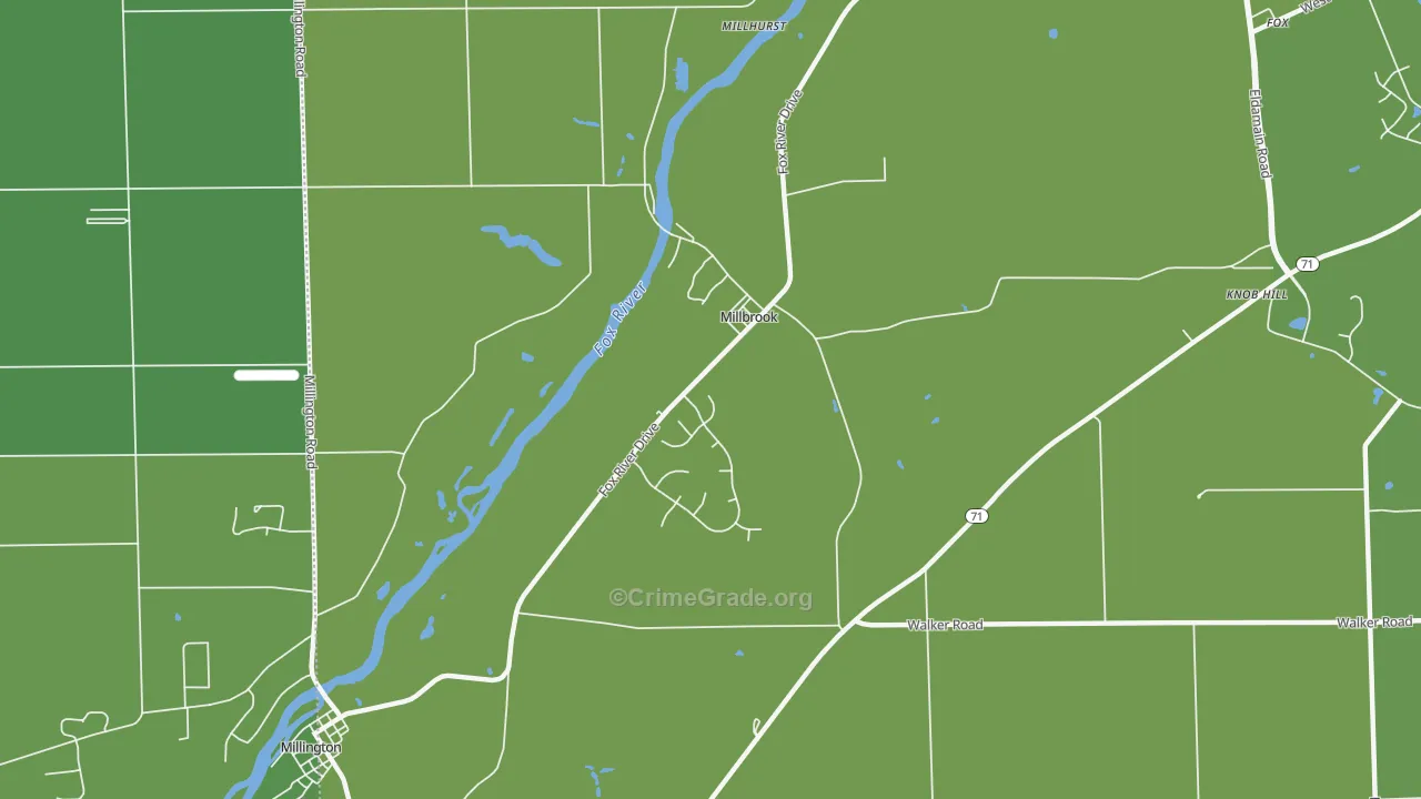 Millbrook, IL Map of Vehicle Theft Rates