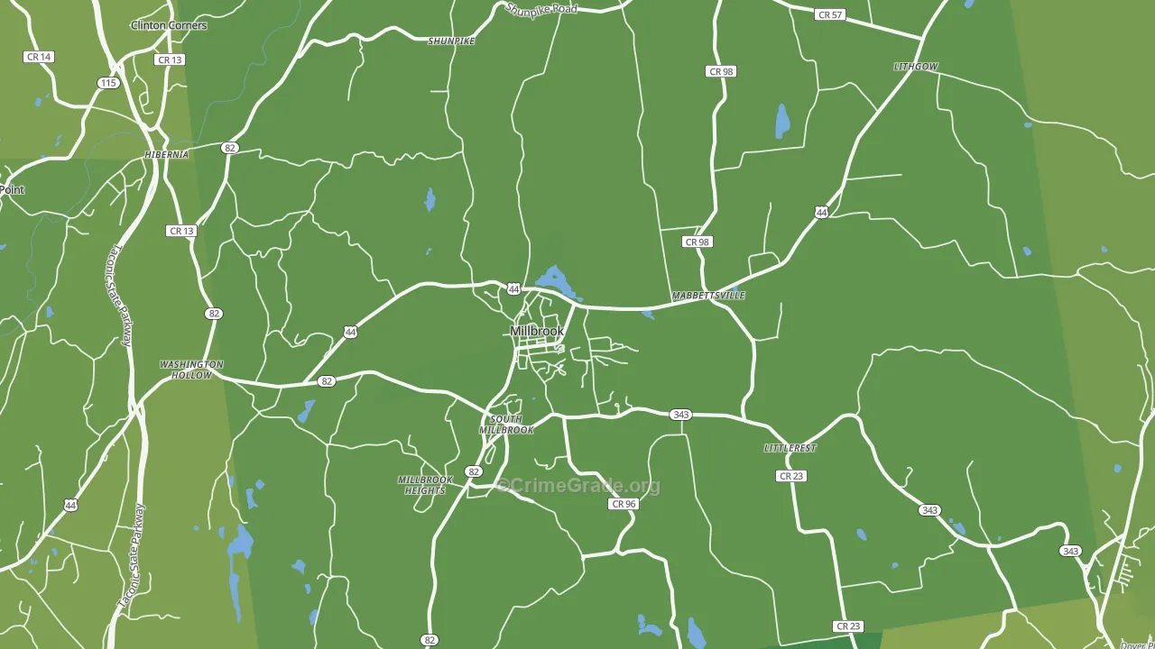 Millbrook, NY Map of Vehicle Theft Rates