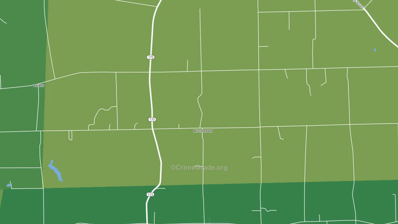 Millbrook, PA Map of Vehicle Theft Rates