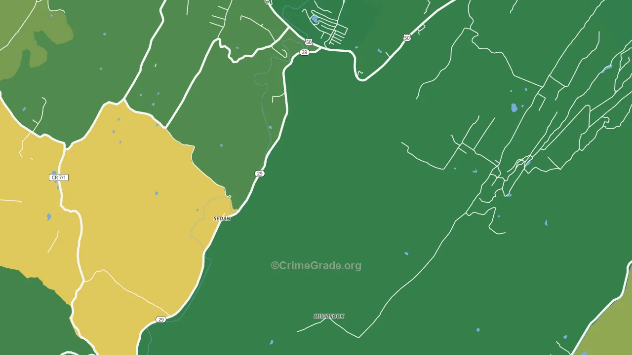 Millbrook, WV Map of Vehicle Theft Rates