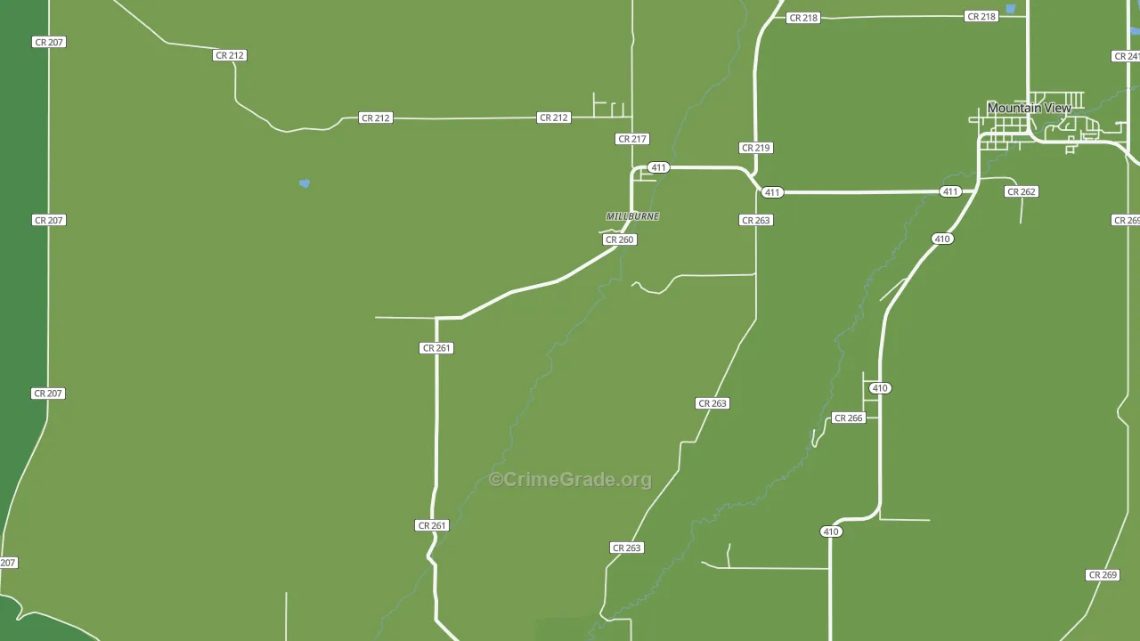 Millburne, WY Map of Vehicle Theft Rates