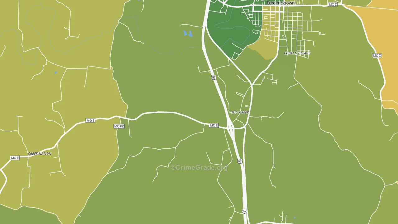 Millcreek, MO Map of Vehicle Theft Rates