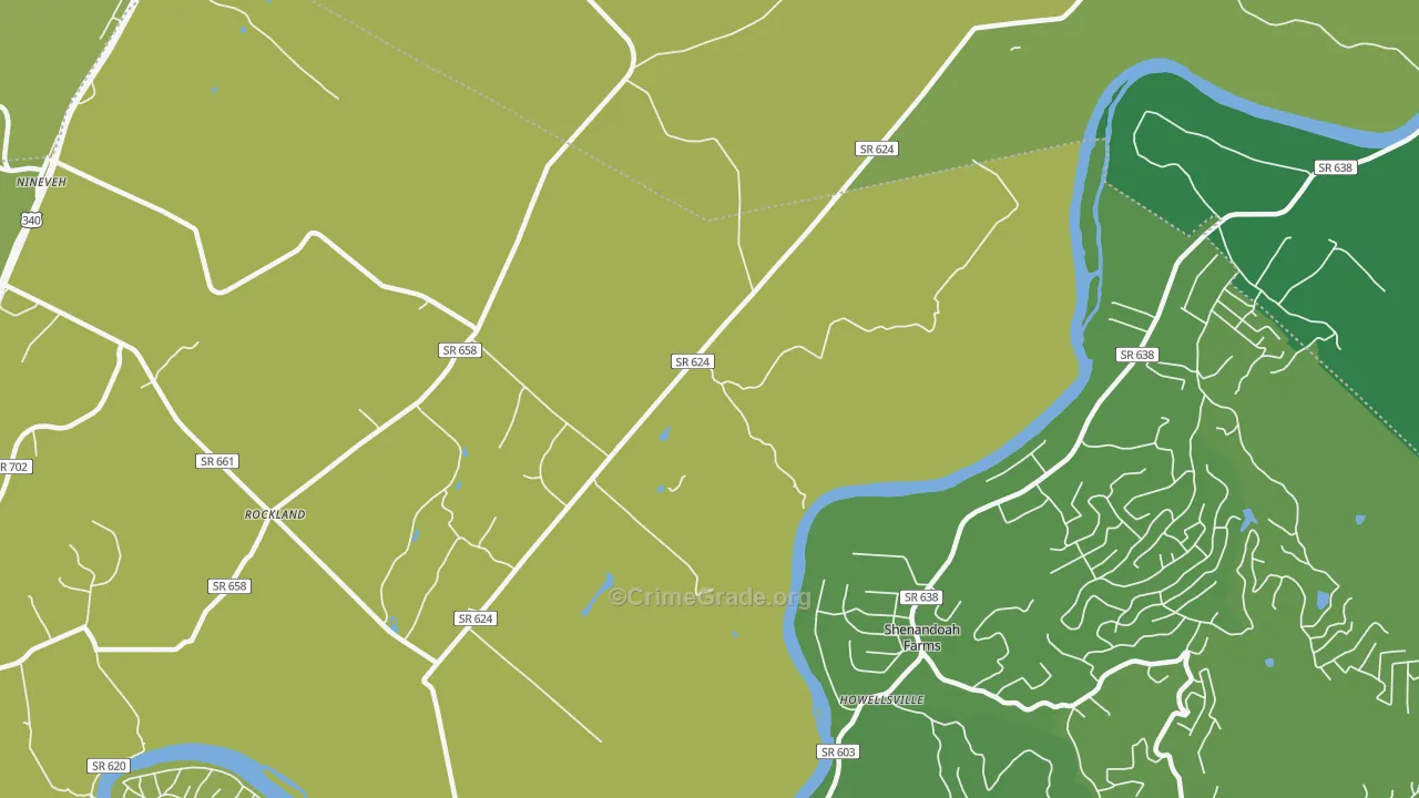 Milldale, VA Map of Vehicle Theft Rates
