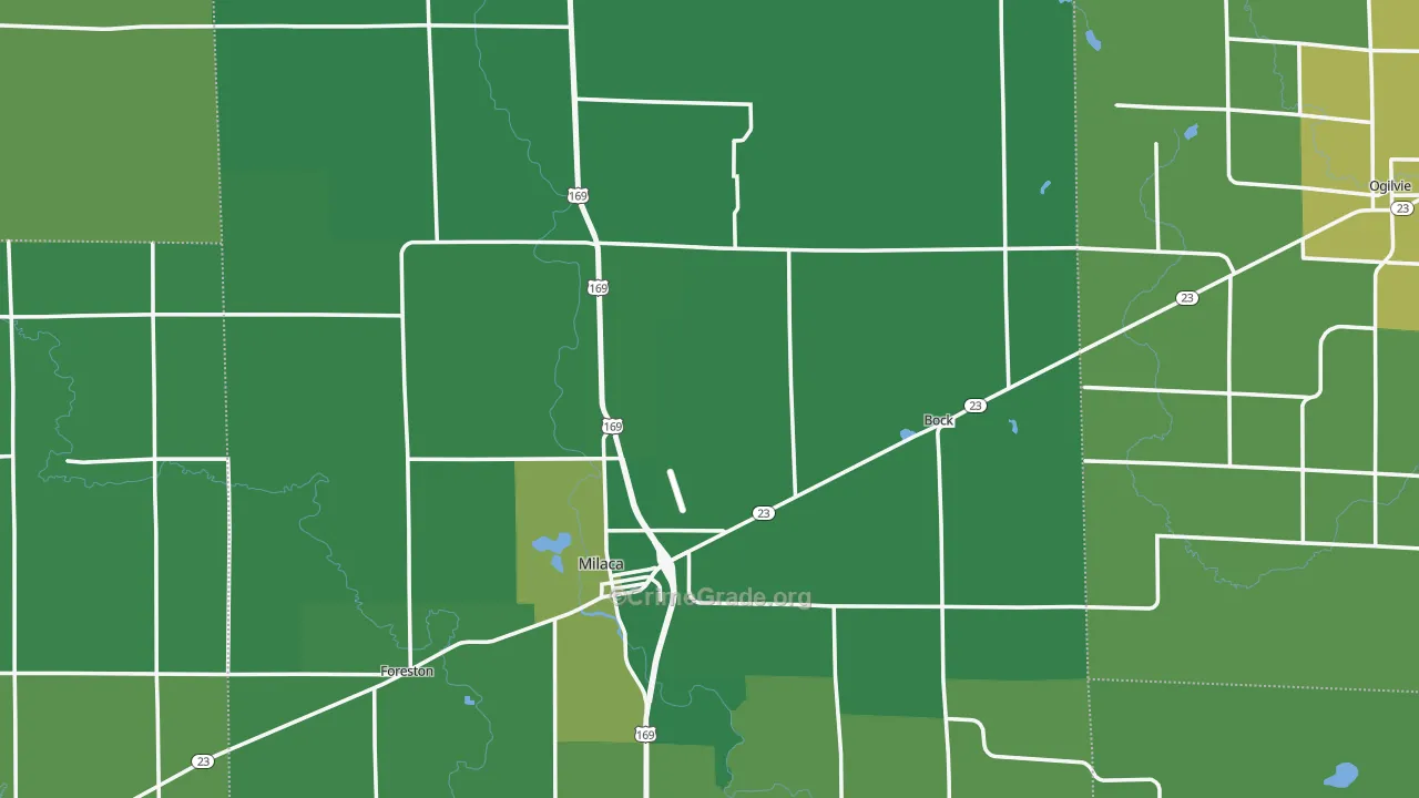 Mille Lacs County, MN Map of Vehicle Theft Rates