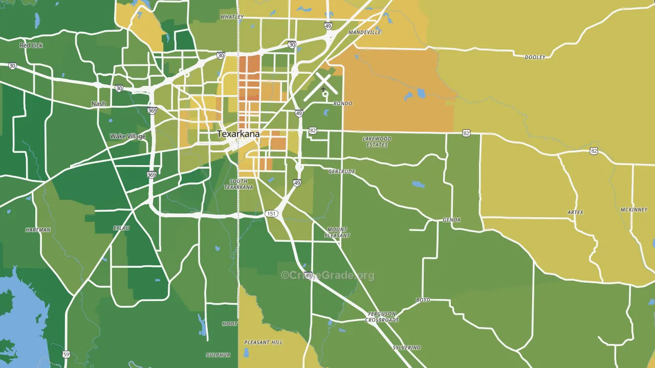 Miller County, AR Map of Vehicle Theft Rates