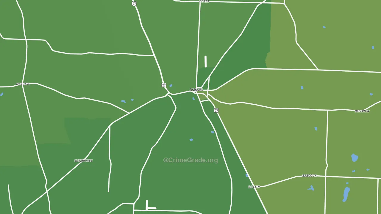 Miller County, GA Map of Vehicle Theft Rates
