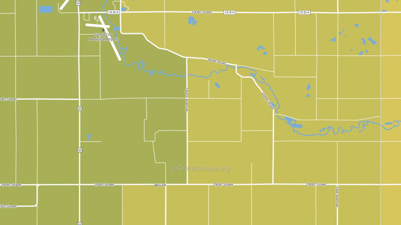 Miller, IA Map of Vehicle Theft Rates