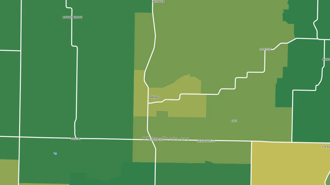 Miller, MO Map of Vehicle Theft Rates
