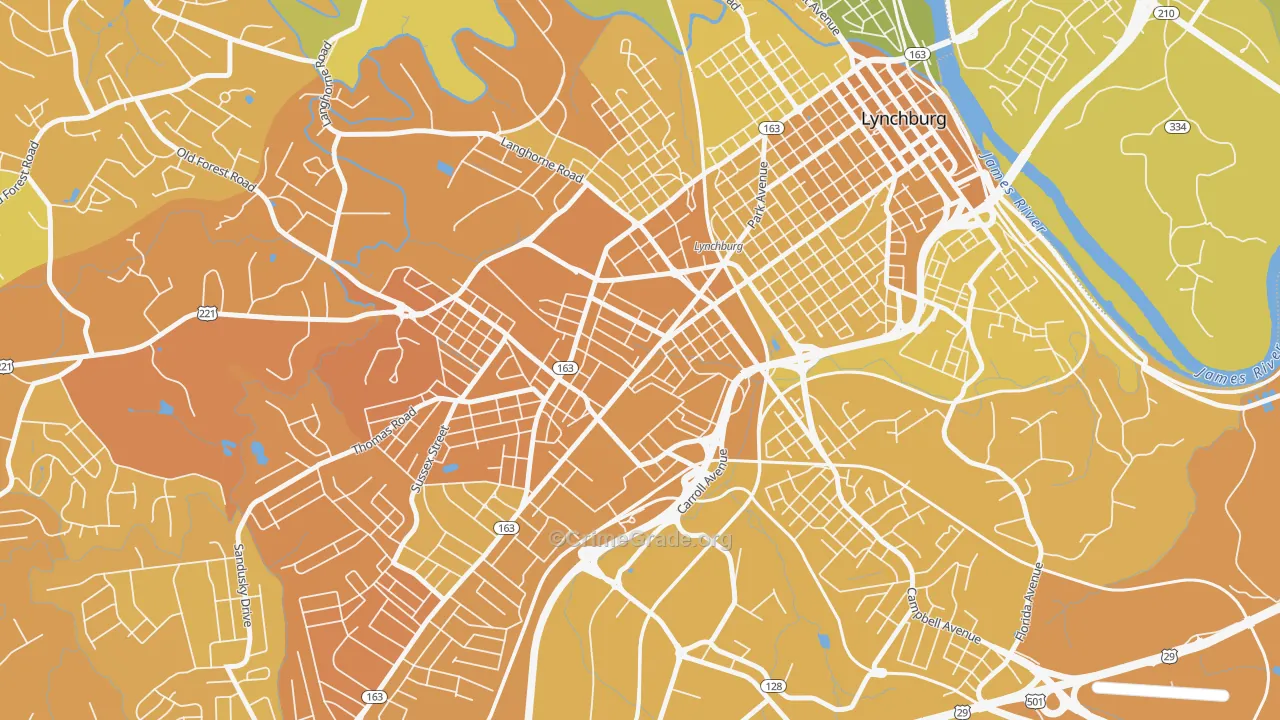 Miller Park, Lynchburg, VA Map of Vehicle Theft Rates