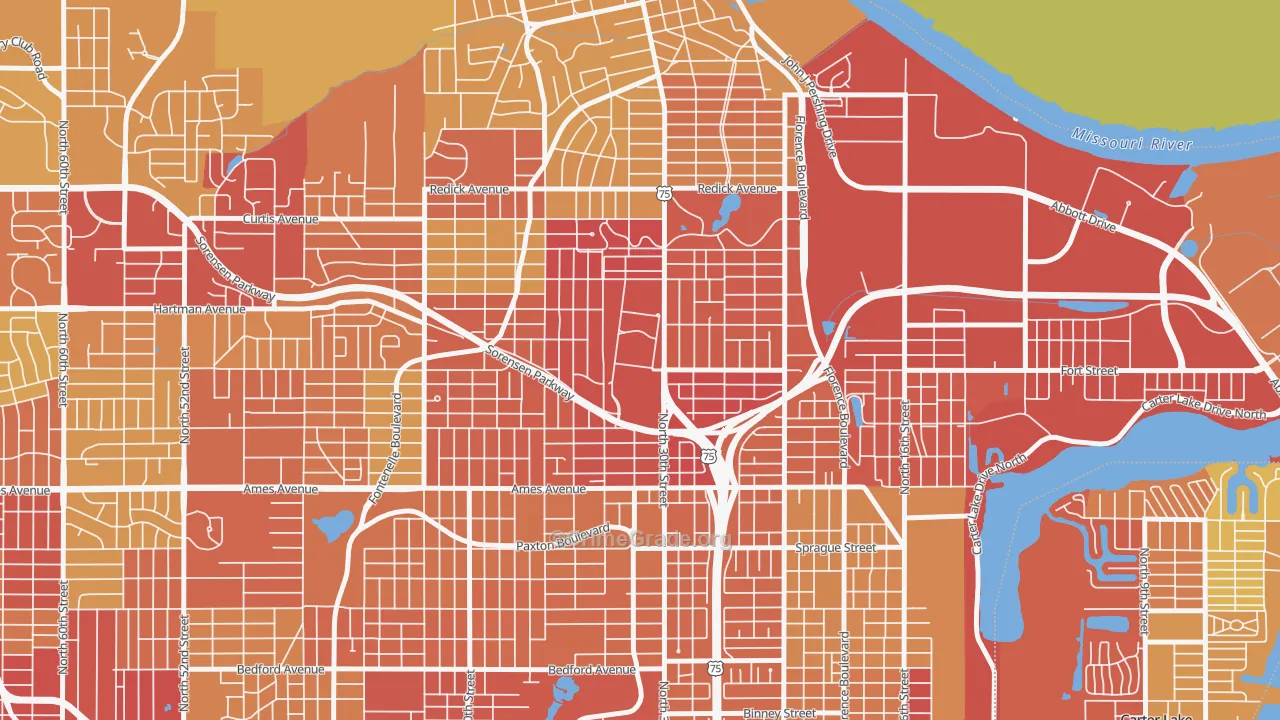 Miller Park Minne Lusa Area, Omaha, NE Map of Vehicle Theft Rates