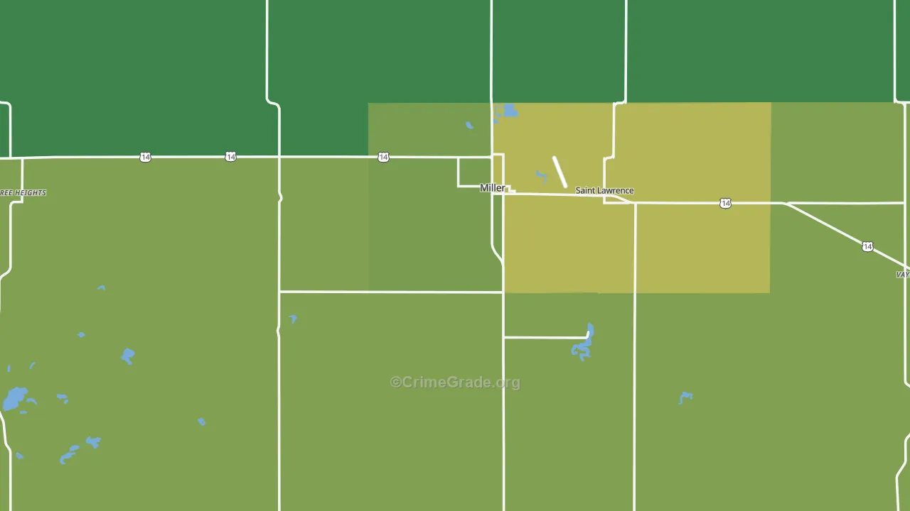 Miller, SD Map of Vehicle Theft Rates