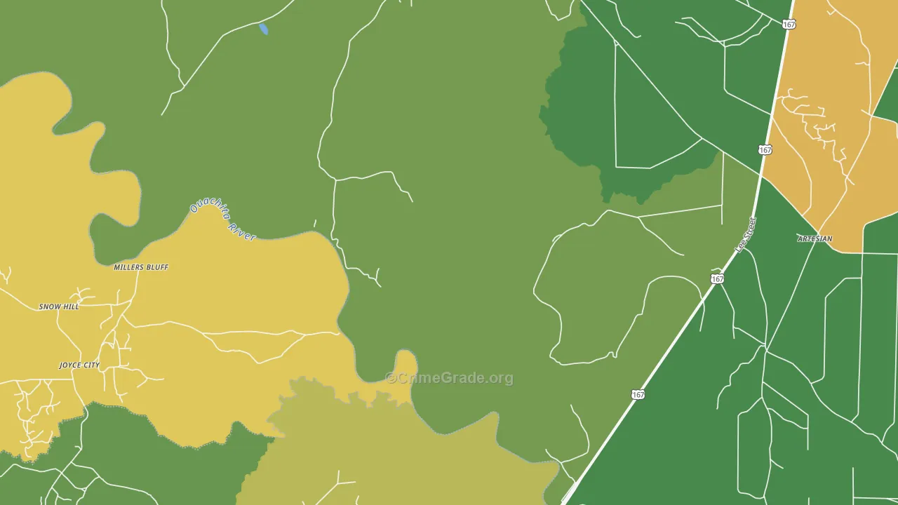 Millers Bluff, AR Map of Vehicle Theft Rates