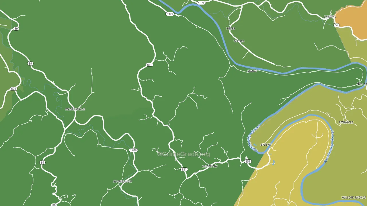 Millers Creek, KY Map of Vehicle Theft Rates