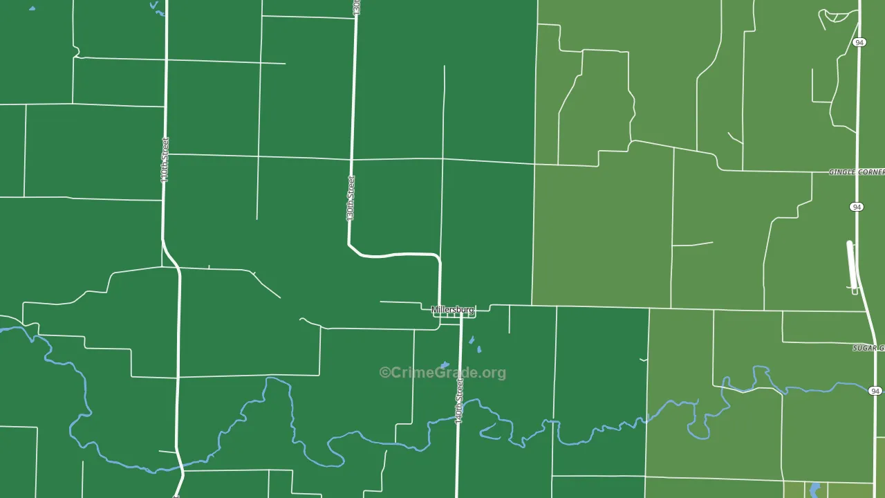 Millersburg, IL Map of Vehicle Theft Rates