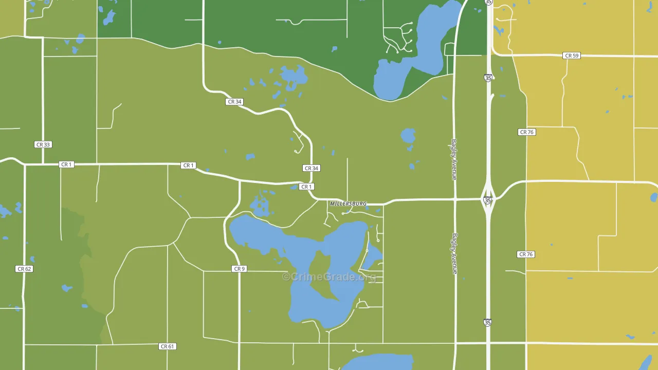 Millersburg, MN Map of Vehicle Theft Rates