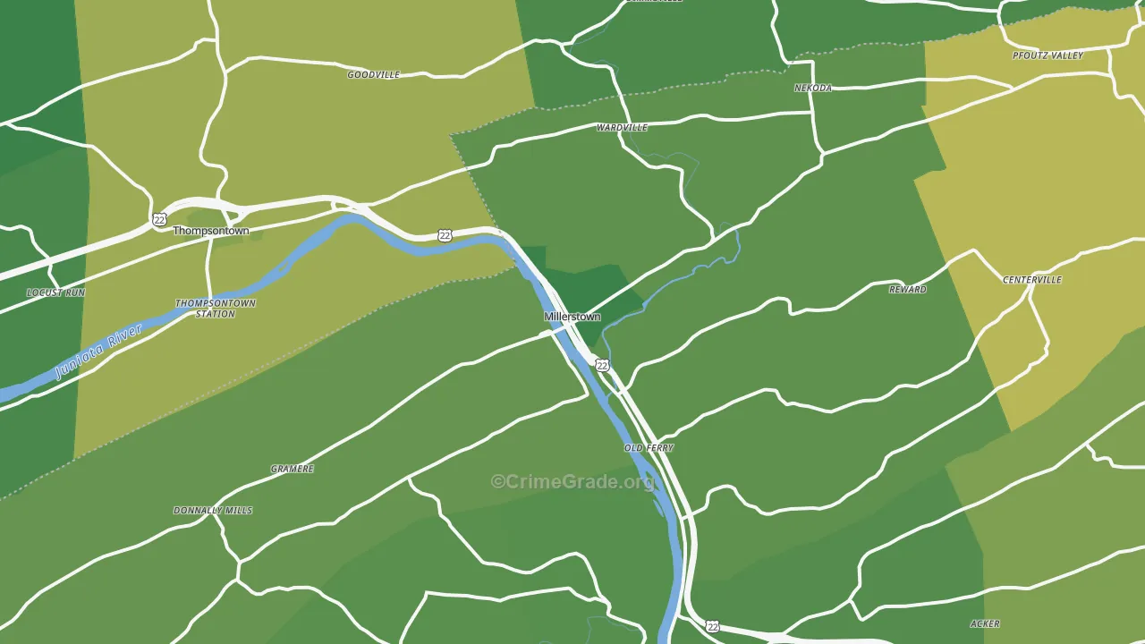 Millerstown, PA Map of Vehicle Theft Rates