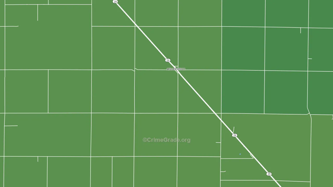 Millersville, IL Map of Vehicle Theft Rates