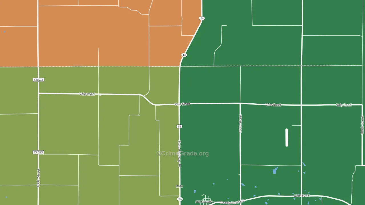 Millerton, IA Map of Vehicle Theft Rates