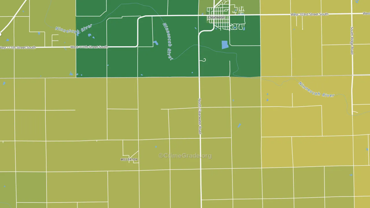 Millerton, KS Map of Vehicle Theft Rates