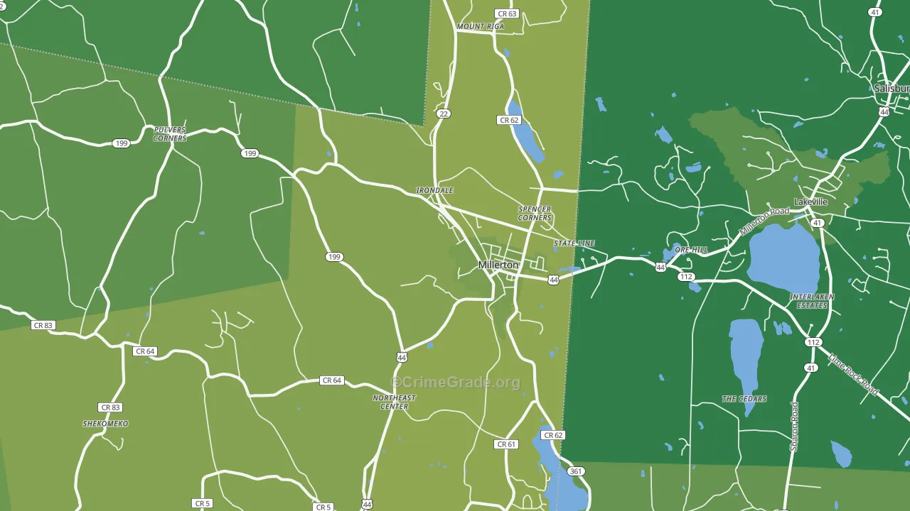 Millerton, NY Map of Vehicle Theft Rates