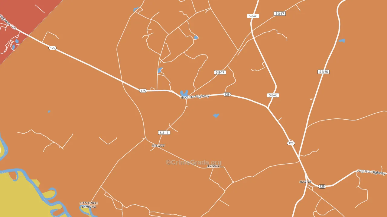 Millett, SC Map of Vehicle Theft Rates