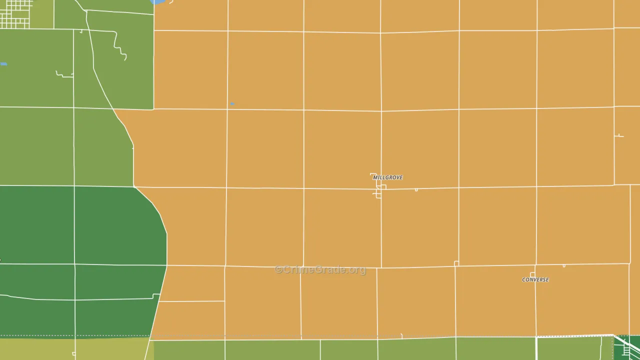 Millgrove, IN Map of Vehicle Theft Rates