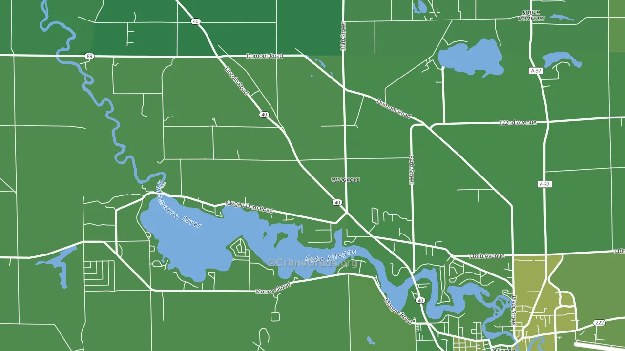 Millgrove, MI Map of Vehicle Theft Rates