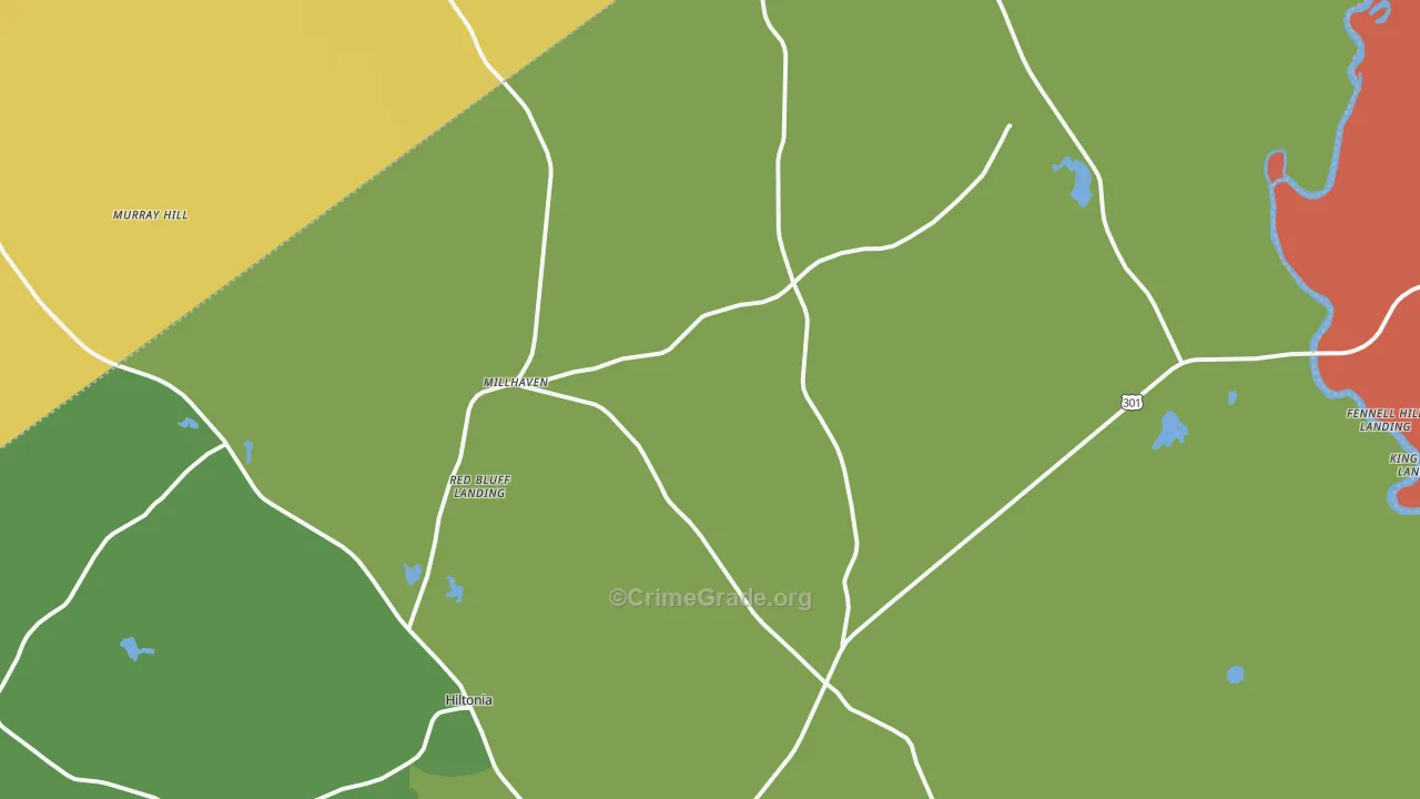 Millhaven, GA Map of Vehicle Theft Rates