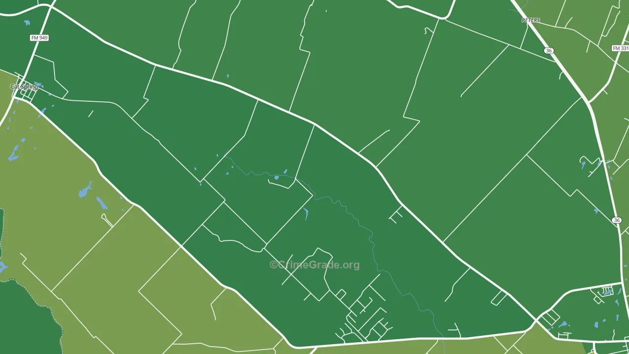 Millheim, TX Map of Vehicle Theft Rates