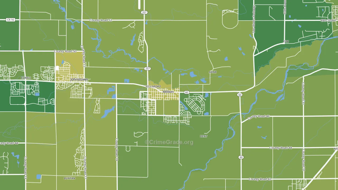 Milliken, CO Map of Vehicle Theft Rates